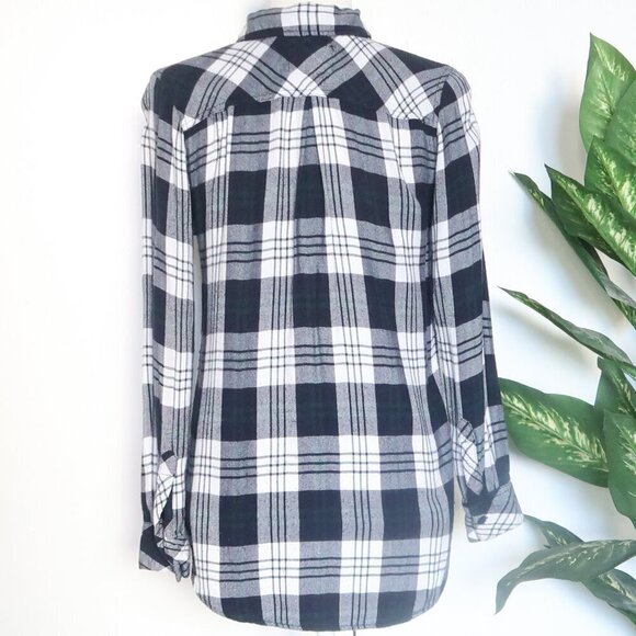 Rails Hunter Navy Blue White Forest Green Long Sleeve Flannel Button Down Shirt - Picture 6 of 10